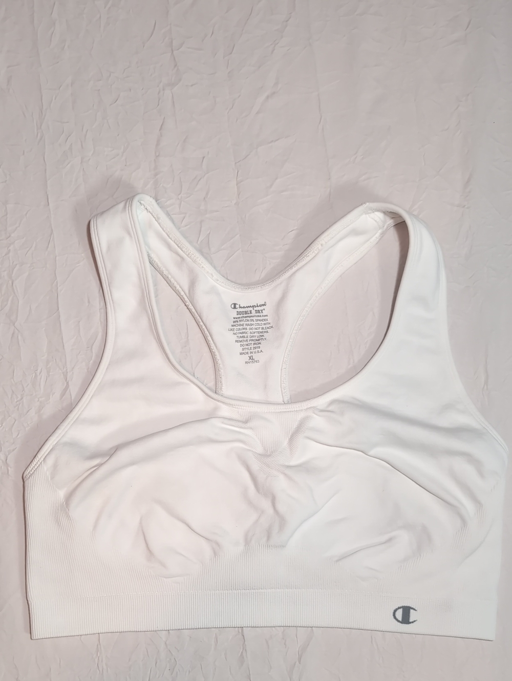 Champion White Racerback Seamless Sports Bra